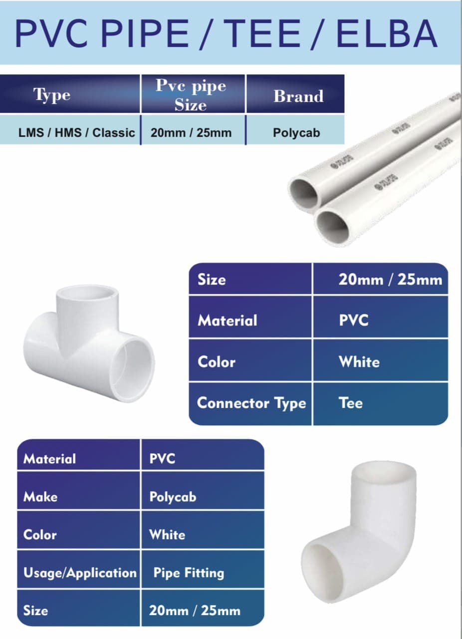 PVC Pipe, Tee & Elbow